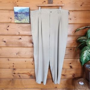 Roundtree Yorke 💙 Caribbean Relaxed 100% Silk Herringbone Pleated Pants 42 X30"